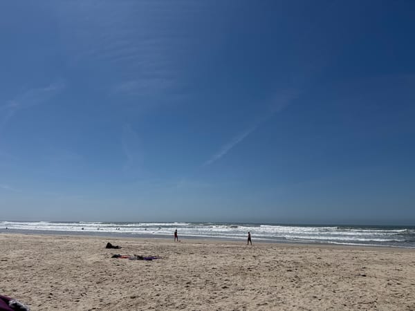 Sunny beach day recorded at Figueira da Foz, Portugal