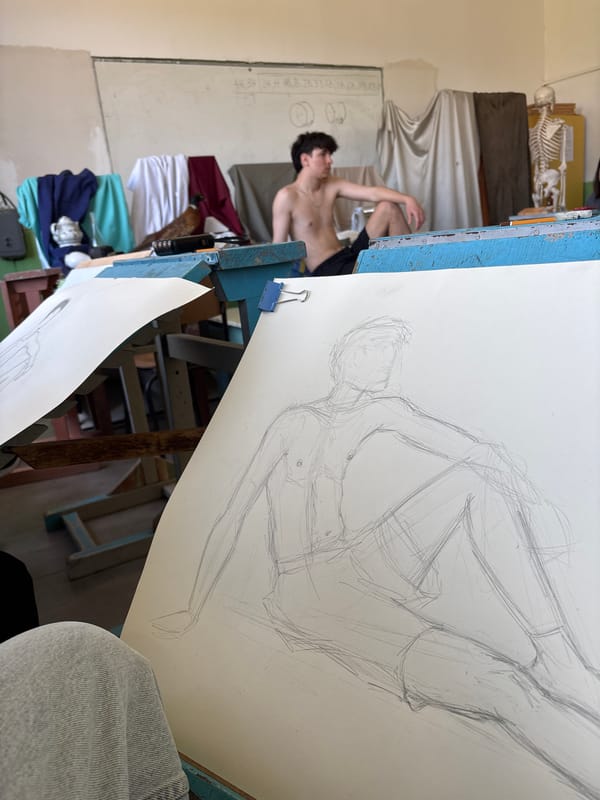 Art students attend figure drawing class in Troyan, Bulgaria