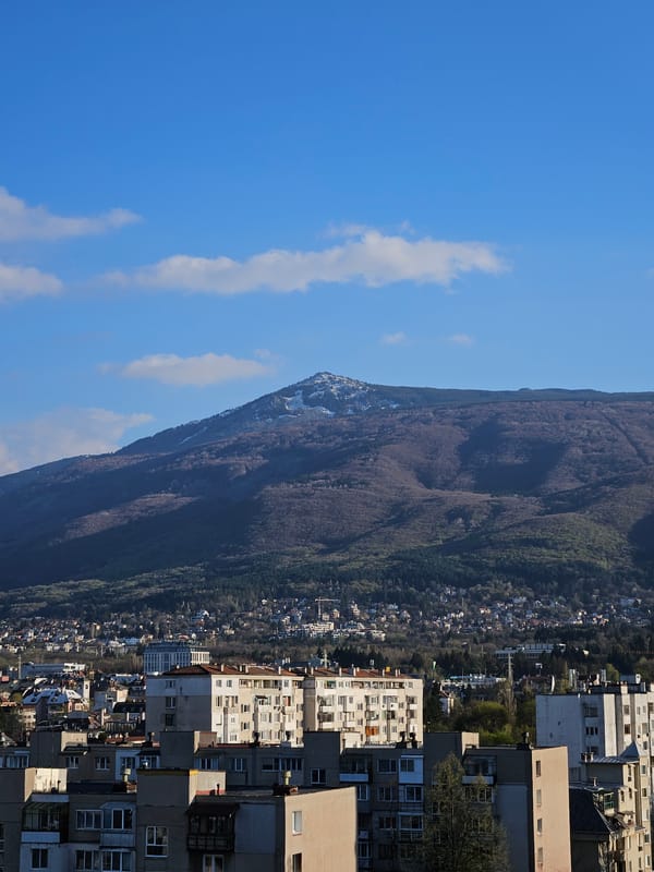 Sofia cityscape with mountains documented by observers