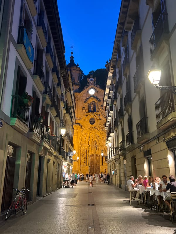 Evening scenes from San Sebastián's old town and La Concha Bay