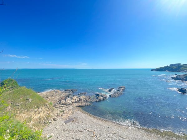 Morning coastal tourism documented in historic Sozopol, Bulgaria