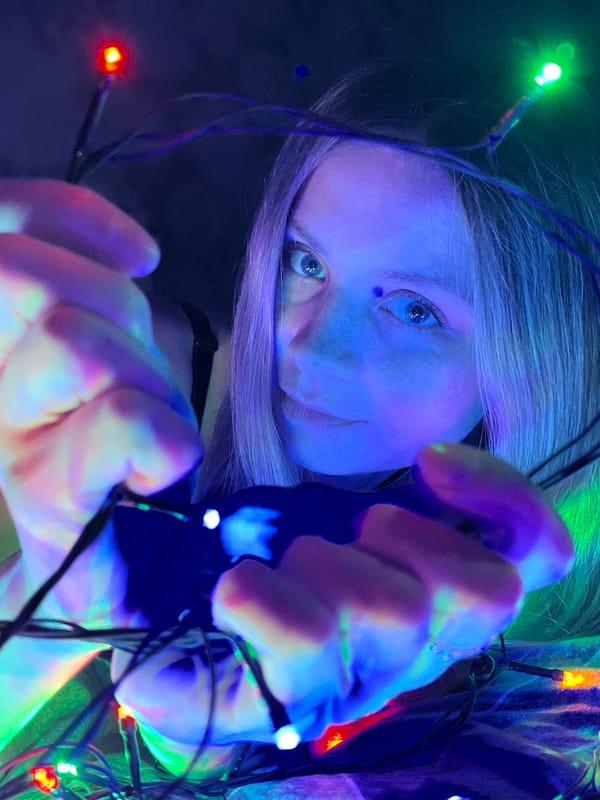 Domestic moments with Christmas lights captured in Chaikovsky, Russia