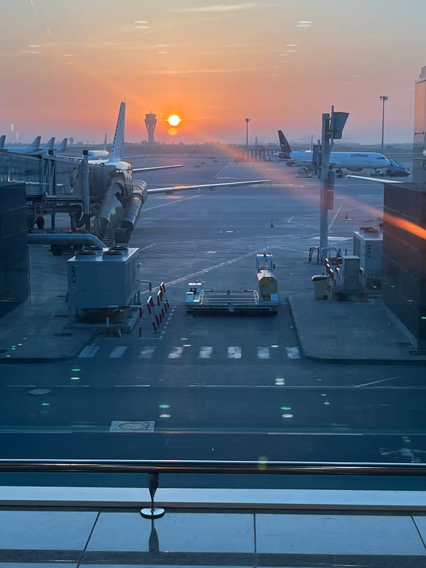 Sunset airport scene captured at El Prat, Spain