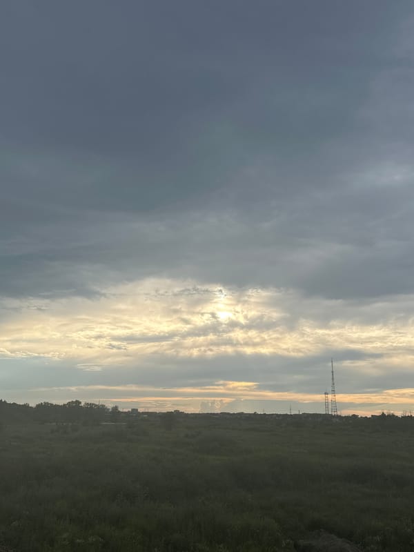 Stormy skies and open steppe near Tobyl, Kazakhstan