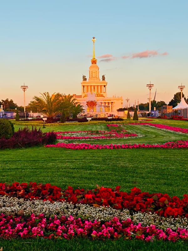 Golden hour at VDNKh: fountains, cable cars, and Soviet grandeur