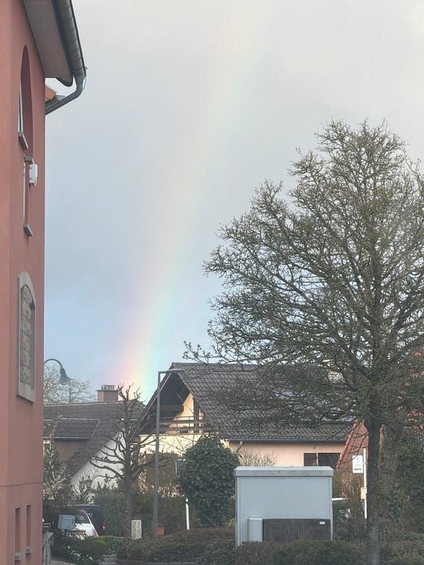 Partial rainbow spotted over suburban Junglinster, Luxembourg