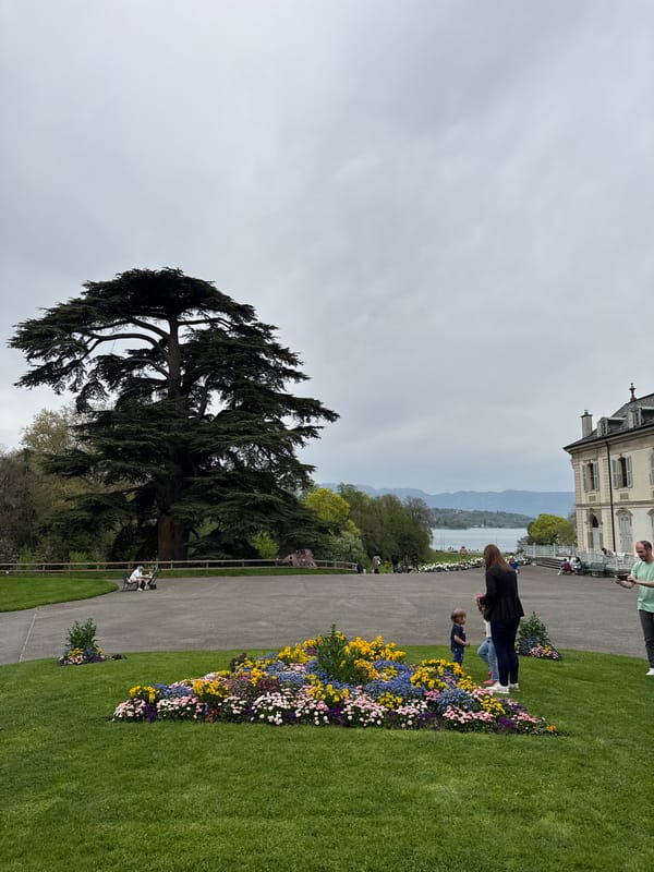 Spring park scene captured near Lake Geneva
