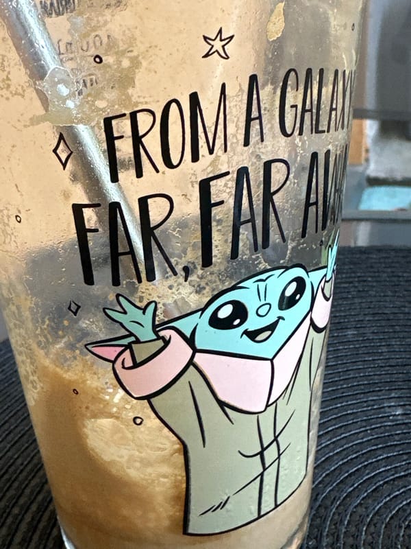 Baby Yoda cup spotted with frothy beverage in Bulgaria