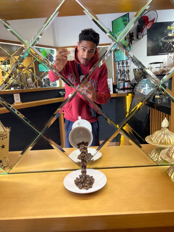 Afternoon photo session documented across Tanger's cafes and parks