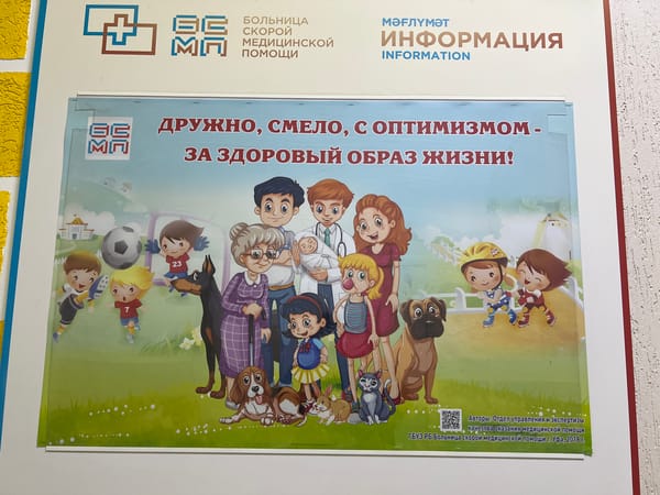 Health poster and Smurfette decoration spotted in Ufa