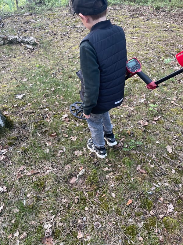 Metal detector enthusiast searches forests near Jíloviště, Czechia