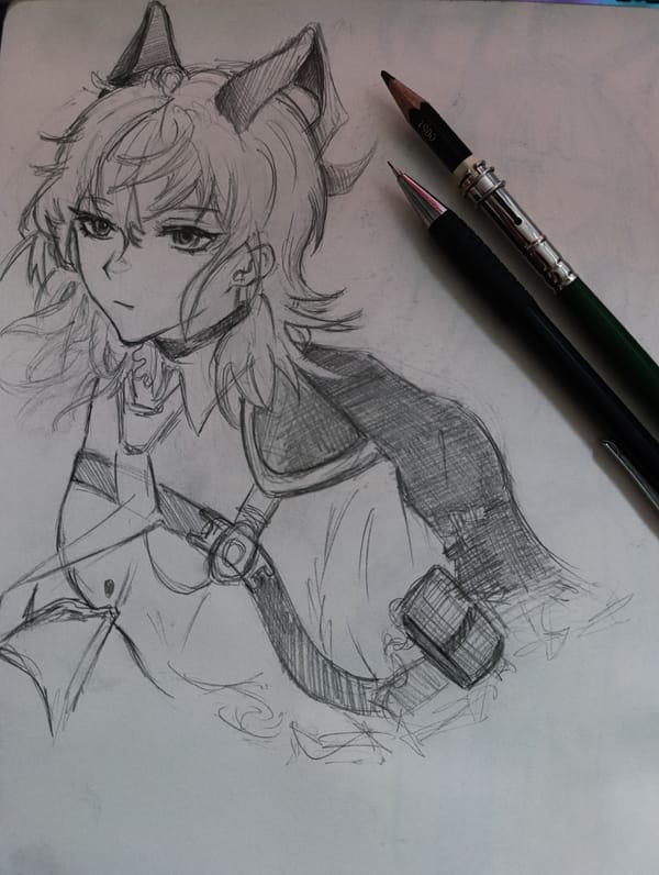 Anime character sketch captured in Veliko Tarnovo