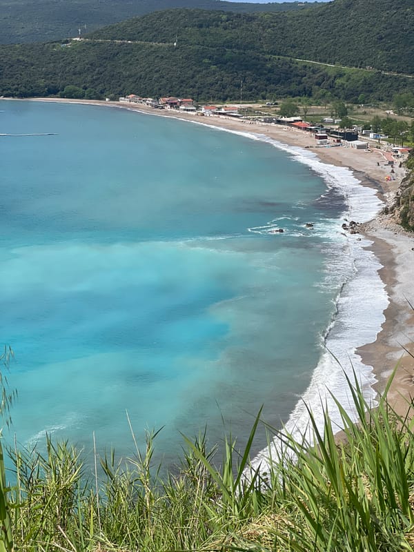 Aerial view captures Montenegro's Prijevor bay in morning light