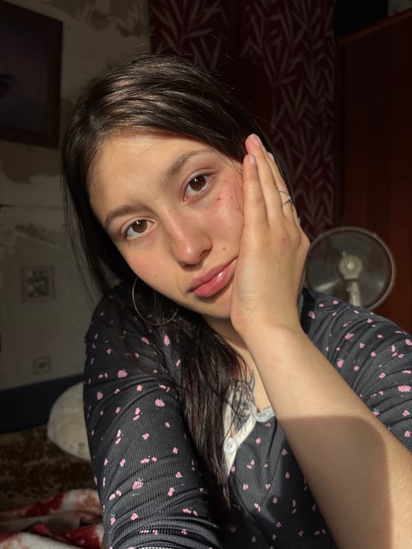 Woman documents afternoon with selfies in Russian village