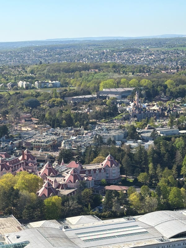 Aerial view captured of Disneyland Paris area in Chessy