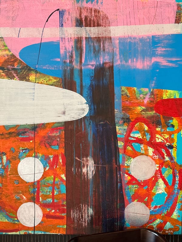Abstract art exhibition documented alongside film production in Colombo