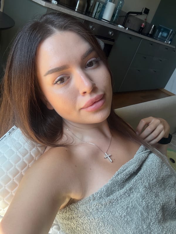 Indoor selfie moment in a Prague home setting