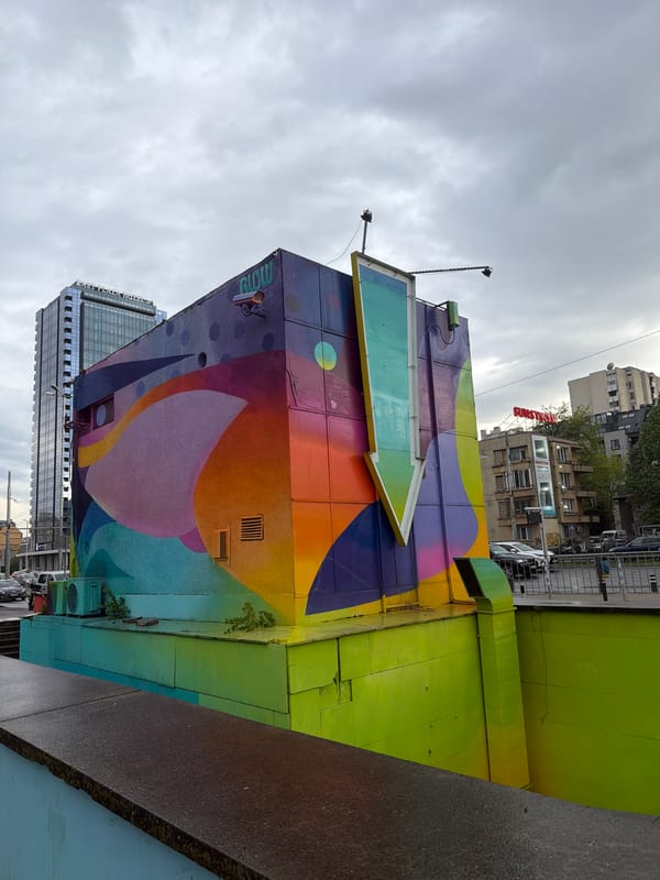 Colorful abstract mural spotted on Sofia building