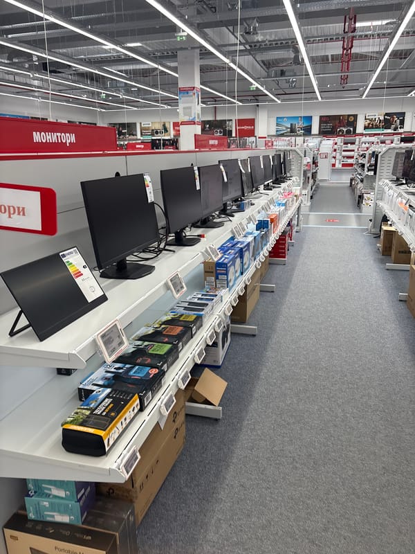 Consumer browses Technopolis electronics store in Lovech, Bulgaria