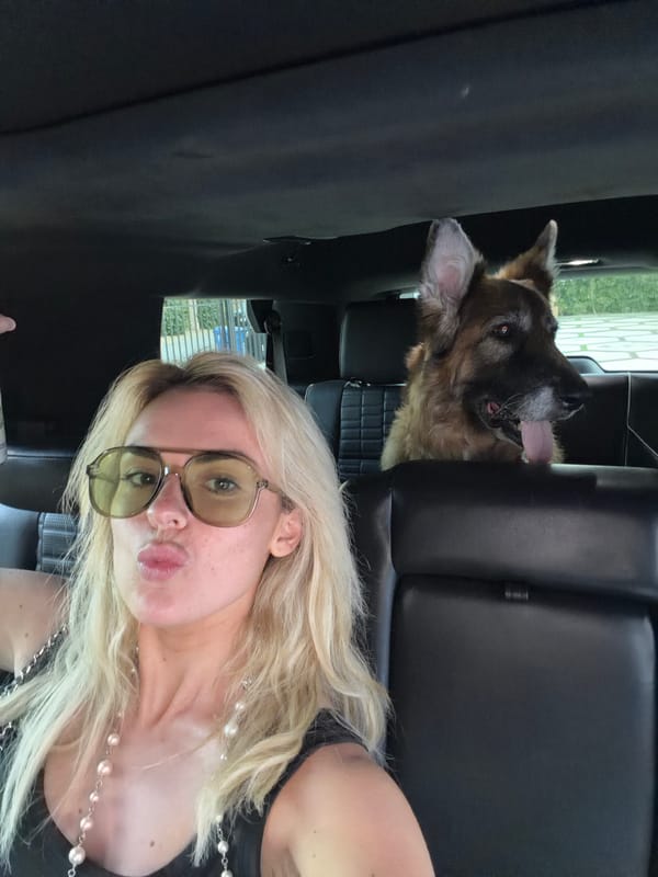 Blonde woman spotted with German Shepherd across LA locations