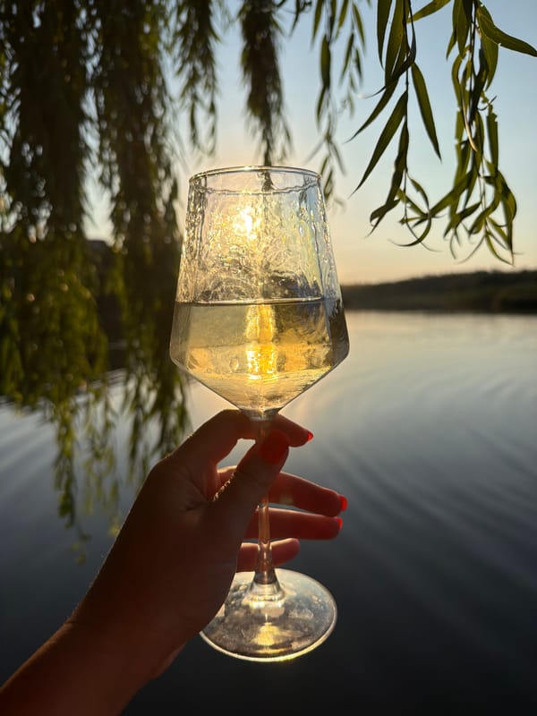 Sunset evening at a Ukrainian lakeside dock