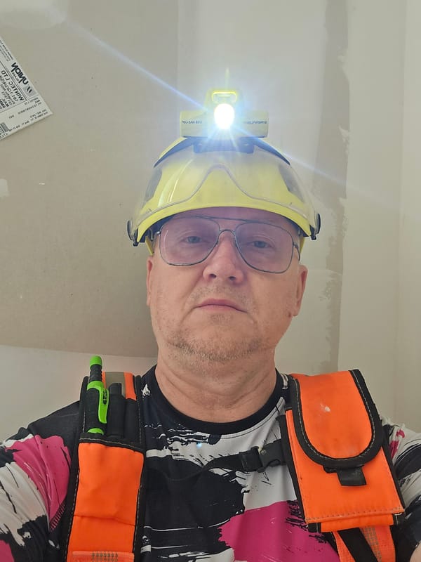 Early morning tile renovation work documented in Tel Aviv