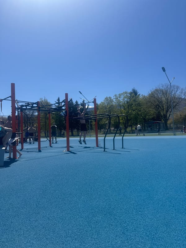Morning workout session at outdoor gym in Sofia