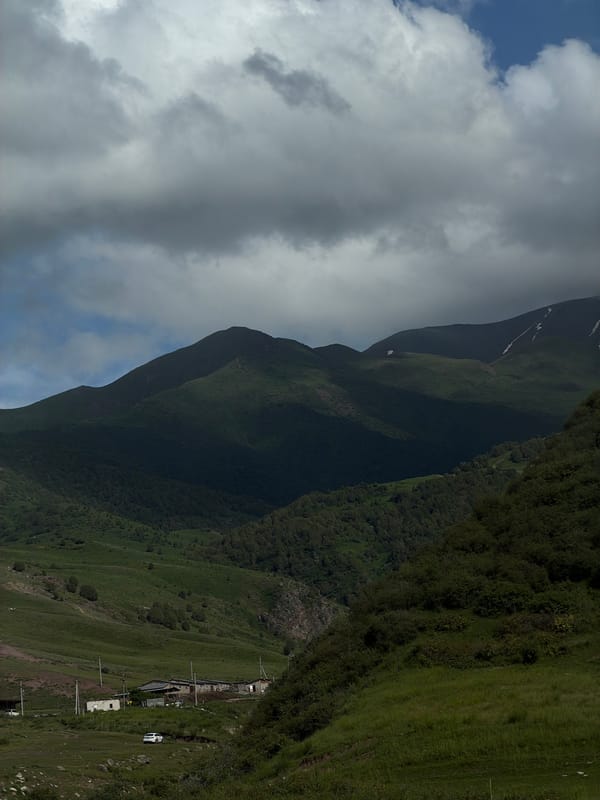 Witness documents verdant mountain landscape in rural Kyrgyzstan