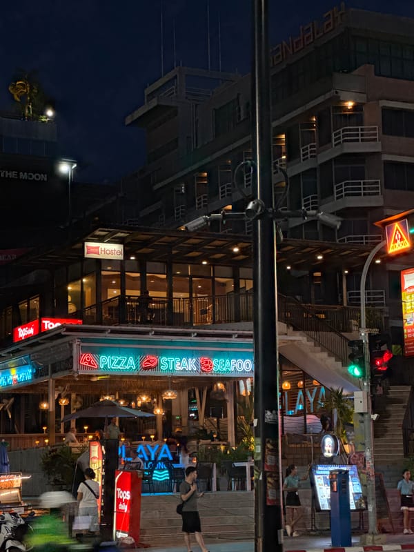 Pattaya beachfront and nightlife strip after dark