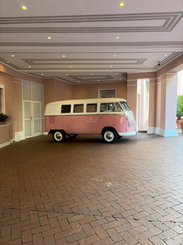 Vintage VW van spotted at Mount Nelson Hotel entrance