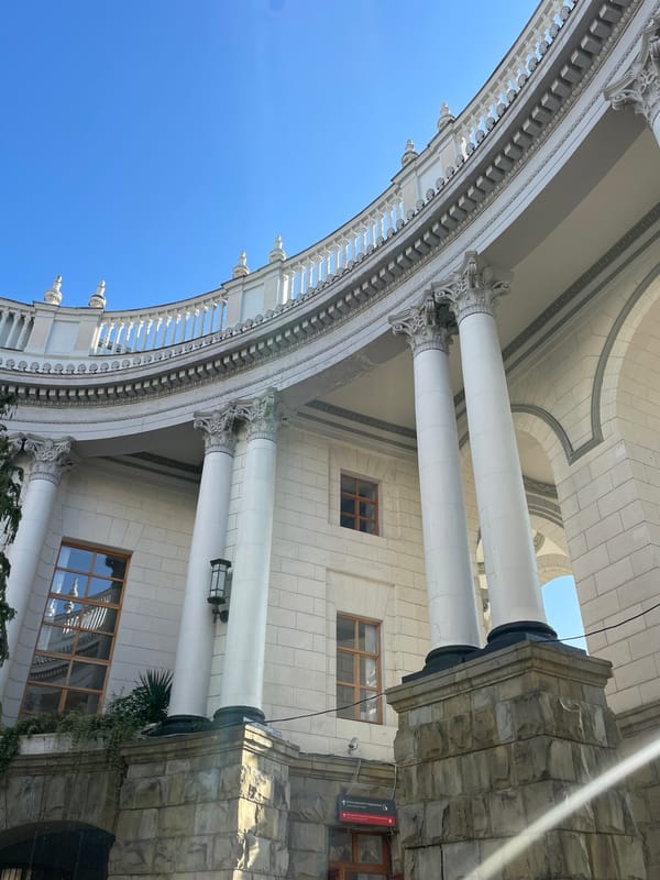 Sochi's neoclassical landmark draws a group for a quick summer stop