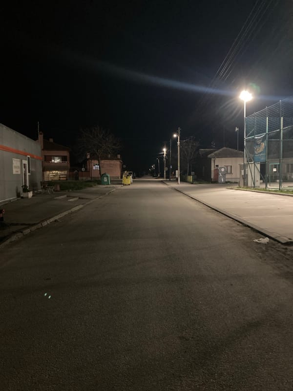 Village roads documented in Kostievo, Bulgaria under evening skies