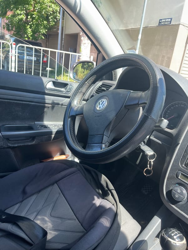Dog sits in driver's seat of parked car in Varna