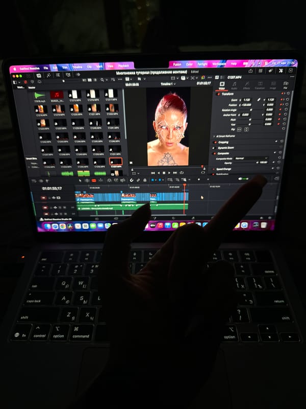 Video editor works on project using DaVinci Resolve in North Kuta