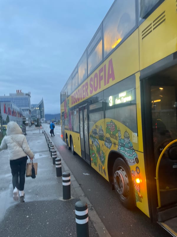 Tourist bus parked on Sofia street
