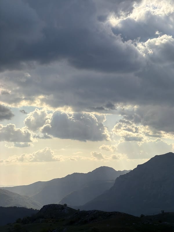 Storm clouds create dramatic sky over Montenegro mountains