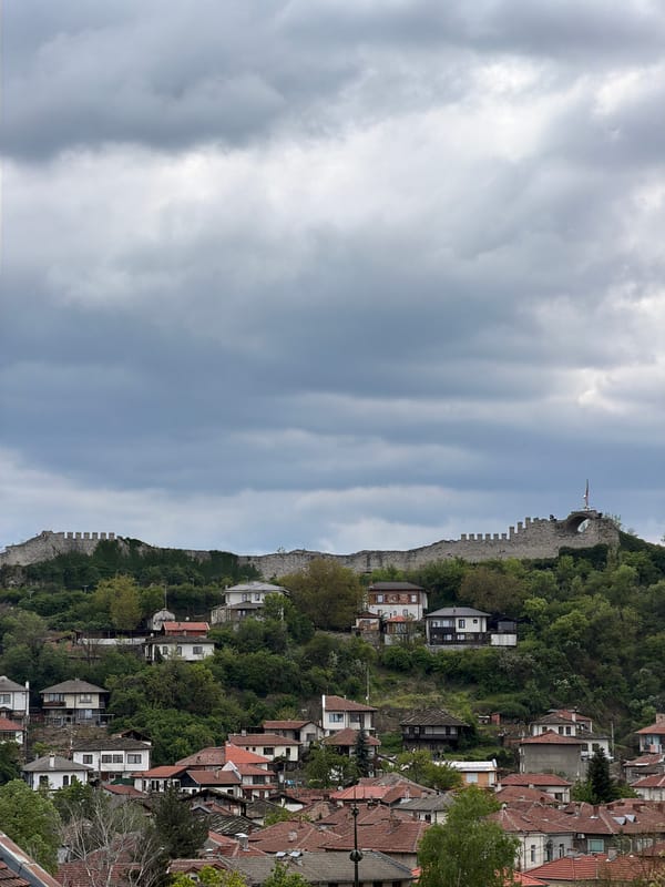 Overcast skies frame Lovech's historic hillside town in Bulgaria