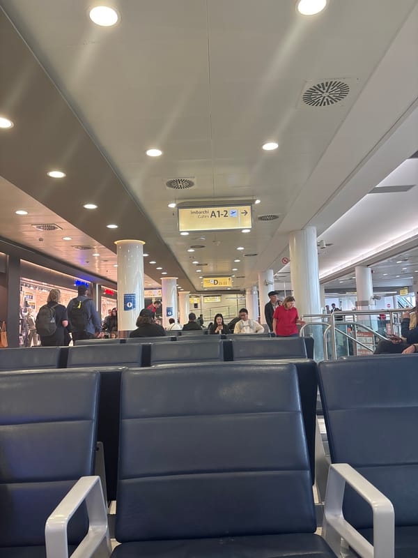 Morning scene documented at Naples airport departure gates