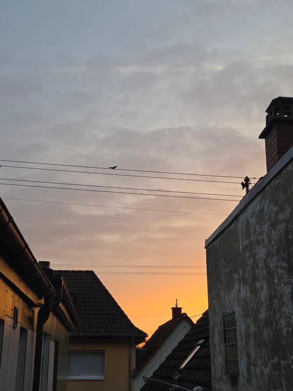Dawn breaks over Ludwigshafen am Rhein with dramatic sky