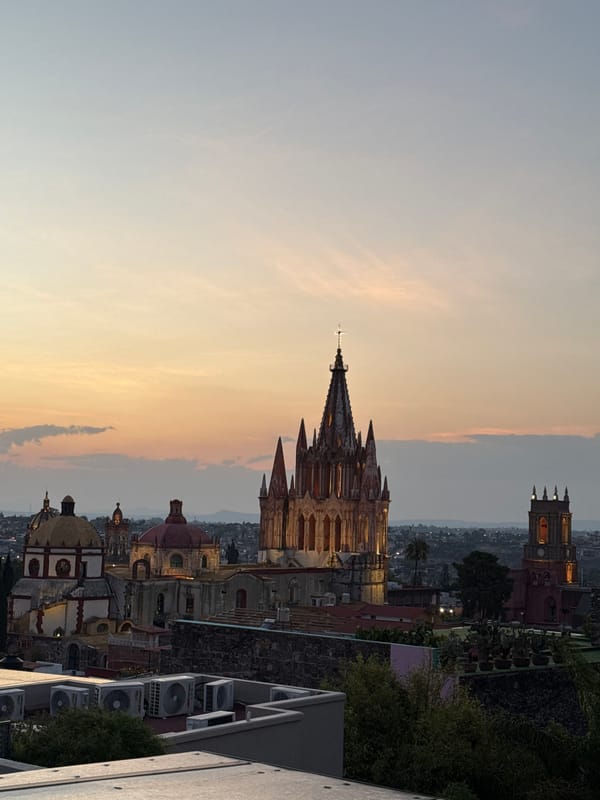 Twilight cityscape captured in San Miguel de Allende, Mexico
