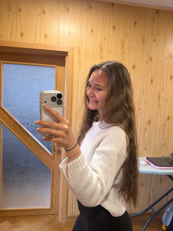 Woman takes multiple selfies in Buhovo, Bulgaria
