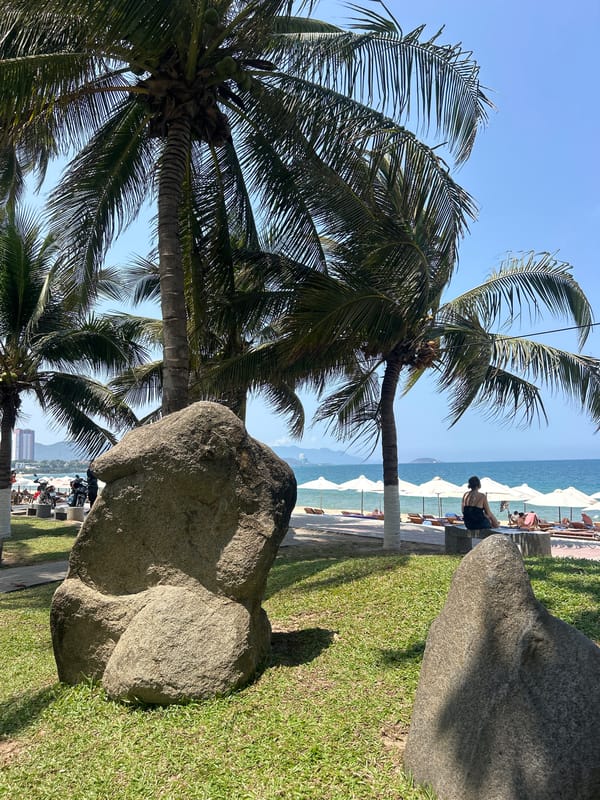 Morning beach scenes documented in Nha Trang, Vietnam