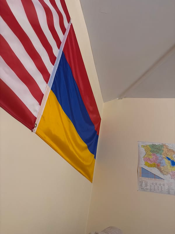 US-Armenian Combined Flag Found on Floor in LA Room