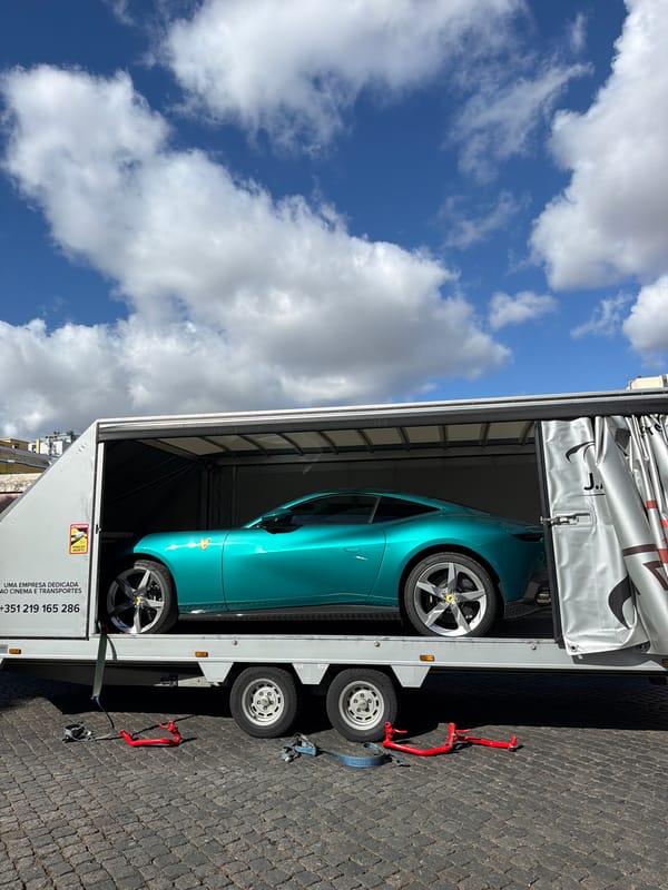 Car carrier with Ferrari spotted on Lisbon street