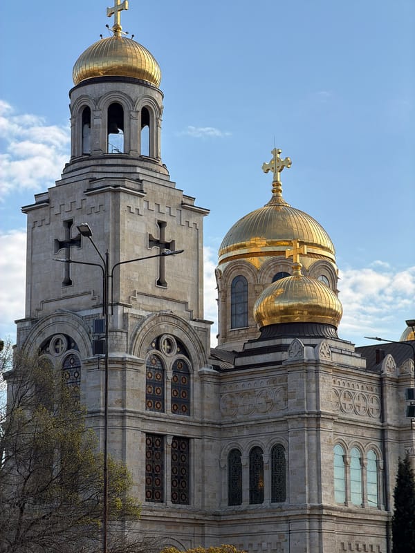 Cathedral with golden domes observed in Varna, Bulgaria