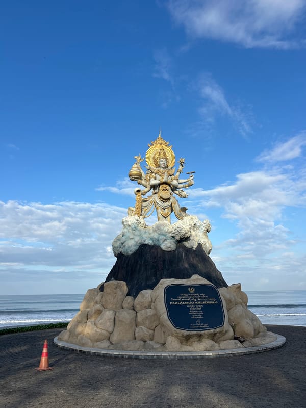 Everyday life and Hindu ritual coexist along North Kuta's beachfront