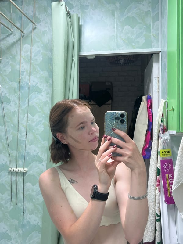 Outfit selfies from a Chaikovsky apartment, mid-afternoon