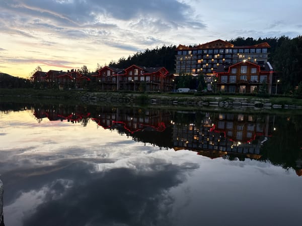 Lakeside barbecue evening at Syrostan resort, Russia
