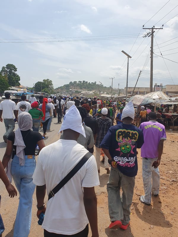 Large crowd gathers on streets of Lokoja, Nigeria
