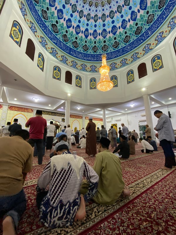 Friday prayers underway at a mosque in Lhokseumawe